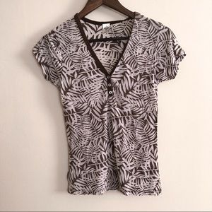 Prana Short Sleeve Henley T Shirt Print T Shirt M